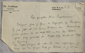 Arthur Czellitzer 1871-1943 Breslau / Autograph 1937 Brief an Bernt Engelmann - Picture 1 of 11