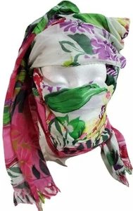 Bufanda Rosa Colorida 21x76 pulgadas Flecos Flores Floral Ligera Cara Cabeza Cuello  - Imagen 1 de 11