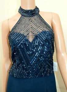 Nuova tuta Maya Petite blu navy con paillettes impreziosite foderata taglia UK 10 Petite - Foto 1 di 5