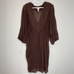 Cacique Sleepwear Nightgown Dress Women's 18/20 Brown Leopard Print Sheer - Picture 1 of 10