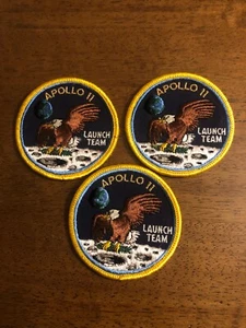 Lot of 3 APOLLO 11 LAUNCH TEAM 3 INCH ROUND MINI CLOTH BACK VERSION PATCH - Picture 1 of 3