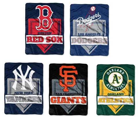 MLB Home Plate Raschel Throw Supersized Supersoft Royal Plush Blanket 60" x 80" Cover