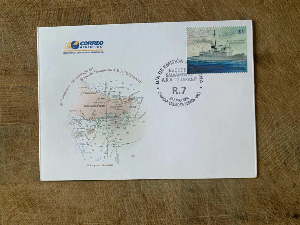 ARGENTINA 2008 FDC ARA GUARANÍ BARCO DE RESCATE DESAPARICIÓN Foto 1 de 1