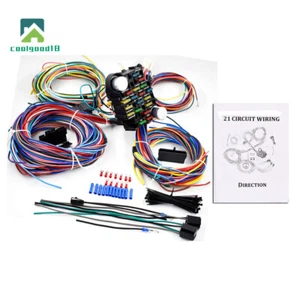 Arnés de cableado de 21 circuitos cables X largos universales para Chevy Ford Hotrods 17 fusibles - Imagen 1 de 7