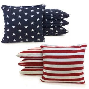 Estrellas y Rayas - ¡8 Bolsas Cornhole Bolsas Bandera Americana! ¡Con bolso con cordón gratis! - Imagen 1 de 5
