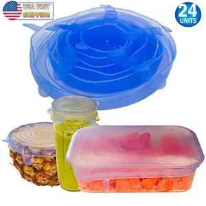 Stretch Lids Reusable Silicone Leak-Proof Food Covers For Bowls Cups Containers