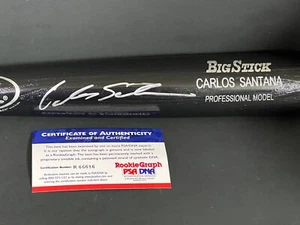 Carlos Santana Guardians Auto Signed ENGRAVED Black Bat PSA Rookie COA - Picture 1 of 3