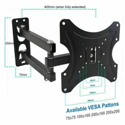 TV WALL BRACKET MOUNT 10-42" SWIVEL & TILT FULL MOTION FOR PLASMA TELEVISION UK - Image 1 of 4