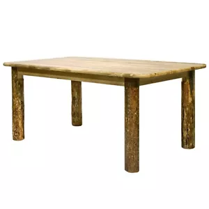 Rustic Log Dining Room Tables 6 ft 4 Post Amish Made Lodge Cabin Style - Picture 1 of 7