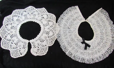 Vintage Scalloped Edge White Crocheted Collar- PLUS - Layered White Lace Collar - Image 1 of 4