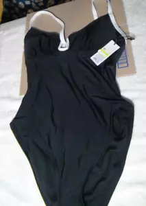 Shade & Shore Women's V-Wire Plunge High Leg One Piece Swimsuit Black L (12-14 - Picture 1 of 19