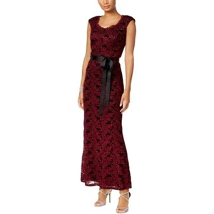 R&M Richards Formal Gown Lace Maxi Black/Merlot Evening Party Size 14 NWT - Picture 1 of 14