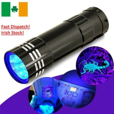 9 LED Torch UV Light Ultra Violet Blacklight LEDS Pocket Flashlight Mini Torch - Image 1 of 4