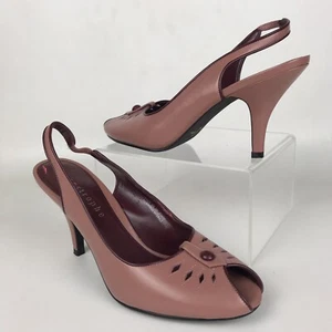 Apostrophe Damen Retro 40er Jahre Stil 3,5" Absatz Größe 9 Rosa Peeptoe Slingback - Bild 1 von 11