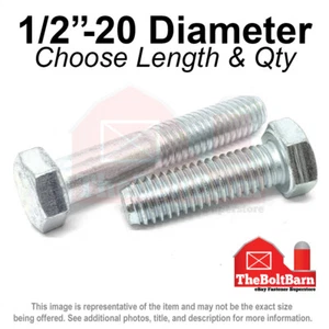 1/2"-20 Grade 5 Hex Cap Screws FINE Thread SAE Hex Bolts (Pick Length & Qty) - Picture 1 of 21