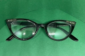 Stylish Fashion Vintage Retro Rhinestone Cat Eye Womens Clear Lens Glasses - Picture 1 of 9