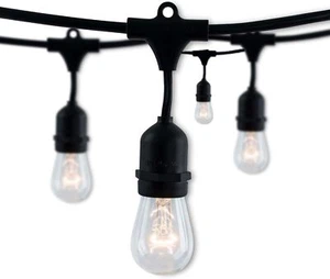 4Pack 48Ft Pendant String w/ S14 Clear, 15 Socket 3Ft Spacing E26, 11W, 2700K - Picture 1 of 9