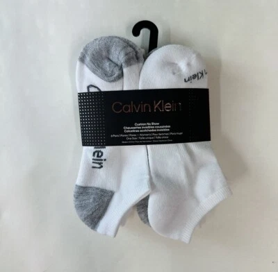 Calvin Klein Women's Cushion No Show Socks 6 Pairs Shoe Sz. 4-10 White Assorted - Image 1 of 4