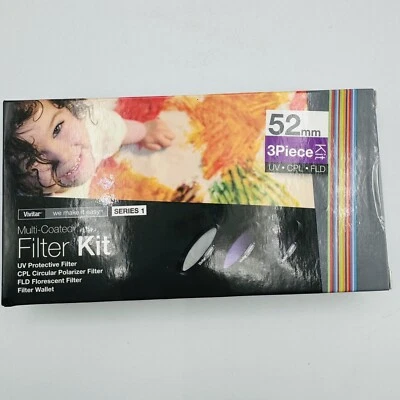 Vivitar 52mm Multi Coated Filter Kit 3 Piece UV CPL FLD VIV-FK3 New Sealed - Image 1 of 4