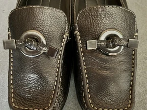 Liz  Claiborne Africa2 Pewter Leather Slip On Loafers Size 8.5 M - Picture 1 of 9