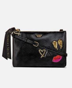 New Women’s Victoria's Secret Black Crossbody Bag with Playful Embellishments - Picture 1 of 17