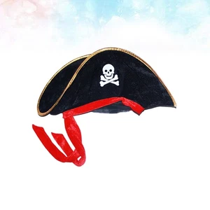  Cappello Pirata Modello Teschio Design con Passamaneria Dorata Accessori Pirata Pirata - Foto 1 di 11