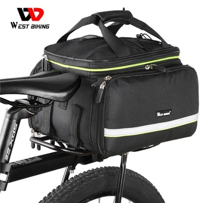 WEST BIKING Bike Bicycle Rear Seat Rack Carrier Bag Trunk Bag Pannier Waterproof - Image 1 of 4