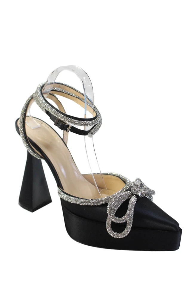 Zapatos de salón Mach & Mach para mujer satinados con plataforma con tiras negras talla 40 10 Foto 1 de 4