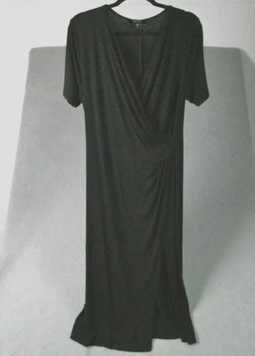 Karen Kane Dress Womens Large Black Faux Wrap Maxi Short Sleeve Made USA Stretch - Image 1 of 4