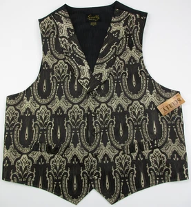 Mens Large Scully western vest damask brown beige NWT - Picture 1 of 5