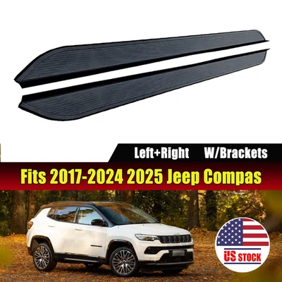 Running Board Fits for 2017-2024 2025 Jeep Compass Side Step Nerf Bar w/brackets - Image 1 of 4