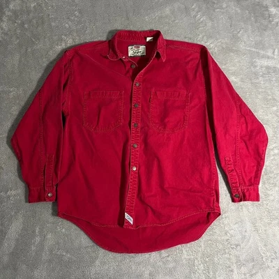 Vintage Levi's Western Denim Shirt Mens Large Red Marbled Long Sleeve Biker - Image 1 of 4