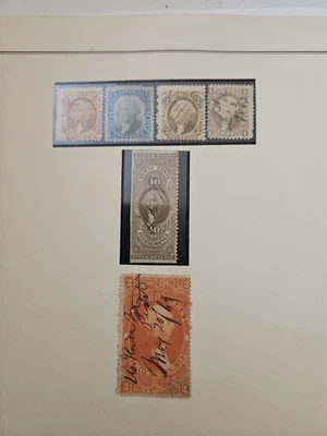 6 Vintage Revenue Stamps 1862-71 Hand Cancelled Album Page All George Washington - Image 1 of 4