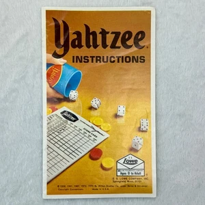 Board Game Replacement Pieces: Yahtzee 1975 - Instructions - Picture 1 of 4