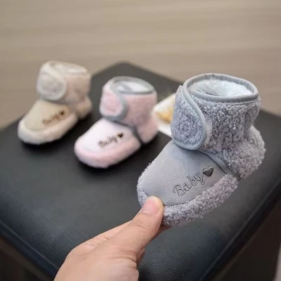 Baby Boys Girls Winter Boots Infant Warm Fleece Cute Slippers Socks Cozy Soft - Image 1 of 4