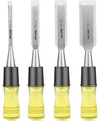 Juego de 4 cinceles de madera HURRICANE para carpintería, cincel de madera biselado de acero CR-V Foto 1 de 4