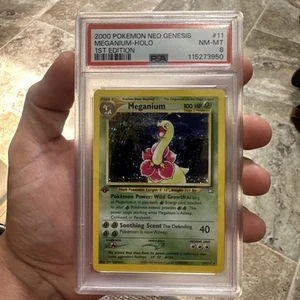 Pokémon TCG Meganium Neo Genesis Holo Card 11/111 PSA 8 First Edition - Picture 1 of 2