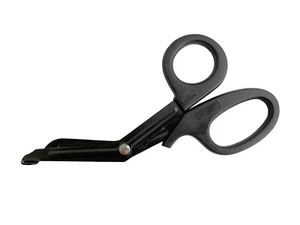 First Aid Scissors Knee Bent 18.5cm Black Matte Bandage Scissors Lister Scissors - Picture 1 of 5