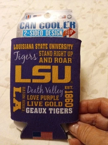🌟NEW🌟 LSU Tigers Can Cooler Two Sided Design NCAA Collapsible Koozie Cover