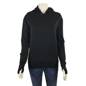 Fabletics Megan Seamless Hoodie Medium Pullover Black Mesh - Picture 1 of 8