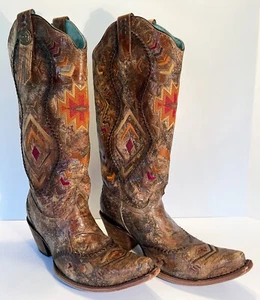 Corral Vintage Cowboystiefel Gr. 10, Azteken-inspiriert, Made in Mexico, selten getragen - Bild 1 von 7