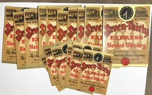 SEVEN-THIRTY EXPRESS BLENDED WHISKEY Labels 1/2 Pint 1 Pint Lot Of 18 Unused C21 - Picture 1 of 3