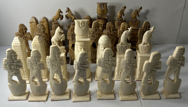 Custom Made Egyptian Goods Home Game Chess Set With Ankh Battlefield Board  Gift