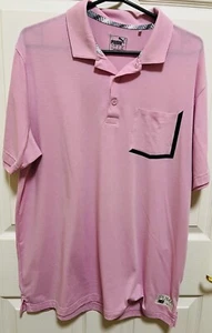 Puma Polo Shirt Mens Large Pink Short Sleeve Golf 3-button Polo Stretch - Picture 1 of 9