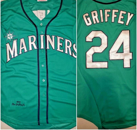 Retro Ken Griffey Jr Seattle Mariners Green Mens Large Baseball Jersey Cover