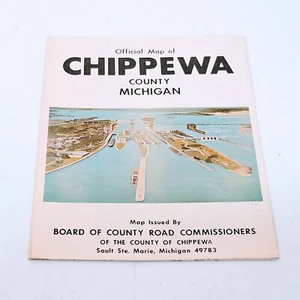 Official Chippewa County Michigan Road Map Vintage Sault Ste. Marie Fishing - Picture 1 of 3