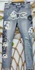 Nwt Bbc Icecream Running Dog Graffiti Printed Ripped Men's Jeans Size 30 - 42