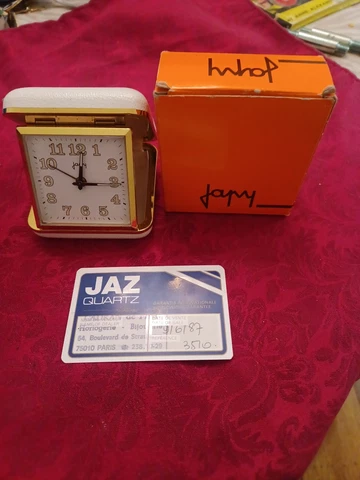 Vintage French Retro Japy Travel Alarm Clock in Case - Working Cover