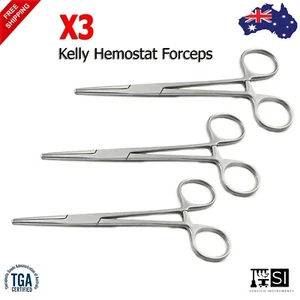 X3 Kelly Pinzas Hemostático Abrazadera Bloqueo Arteria Quirúrgica Sutura Alicate Tejido Pinza - Imagen 1 de 3