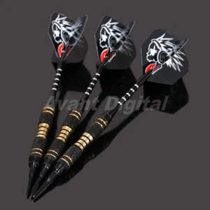 3Pcs Darts Plastic Soft Tip Copper Barrel with Aluminium Alloy Dart Shaft Black - Picture 1 of 10